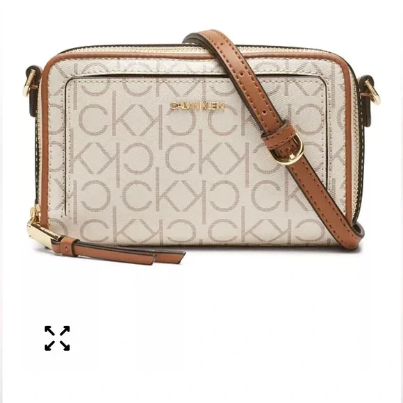 NWT Calvin Klein Cream and Tan Bag - Picture 1 of 10